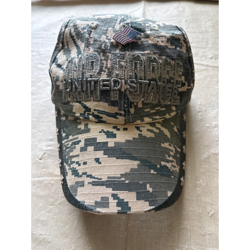 Air‎ Force Hat Mens OSFM Camo Good Embroidered Star Flag Pin